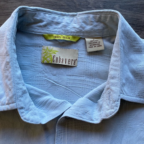 Cubavera Button Down Silk Polo Light Blue Men’s Large - Picture 4 of 5